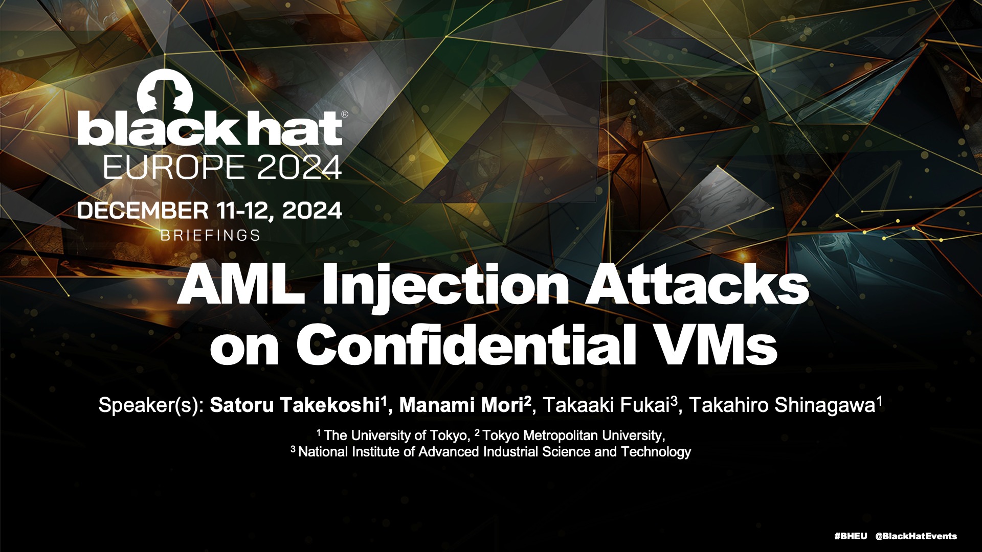 AML Injection Attacks on Confidential VMs | 品川研究室（東京大学）